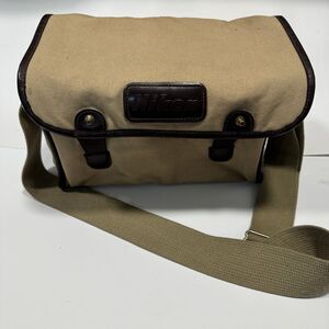 Vintage Nikon Camera Bag Canvas Leather Trim Shoulder Messenger Tan